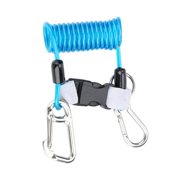 Tbest Reef Hooks Scuba Diving Hook, Diving Reef Hook Anti Lost Spring Coil Lanyard Safety Emergency Tool with Quick Release (Blue)