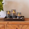 Homemory Grey Glass Flameless Candles, Battery Operated LED Pillar Candles