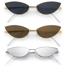 FEISEDY 3Pack Fashion Designer Sunglasses Retro Small Petals Shape Arc Temple Design B2298