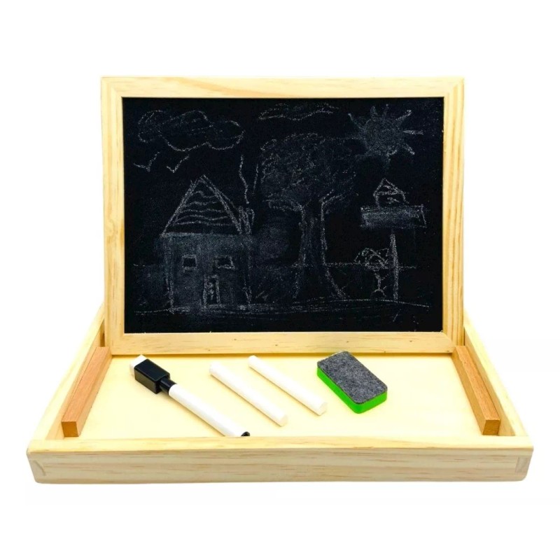 QISHINI Pizarron Educativo De Madera Magnetico Para Niños Caballete