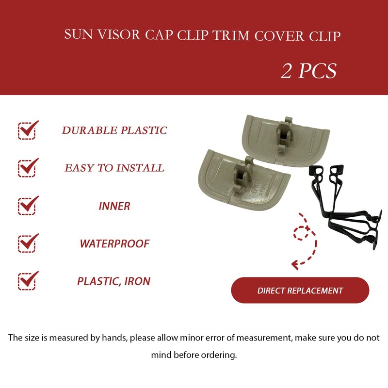 HLVEAUTO 2pcs Sun Visor Cap Clip Retainer Cover Trim Screws