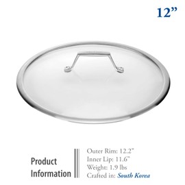 TECHEF - Tempered Glass Lid with Stainless Steel Handle, Made in Korea (12-Inch)
