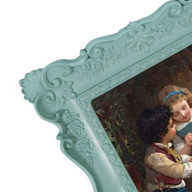 SIMON'S SHOP Vintage Picture Frames 4x6 for Wall and Tabletop, Victorian 4x6 Picture Frame, Dusty Blue Photo Frame 4 by 6