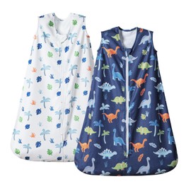 PHF Soft Micro-Fleece Baby Sleep Sack, 0-6 Months Warm Baby Wearable Blanket, 2-Way Zipper Sleeping Bags, 2 Pack Comfy Baby Sleeping Sack for Baby Boys, Small Size, Dinosaur