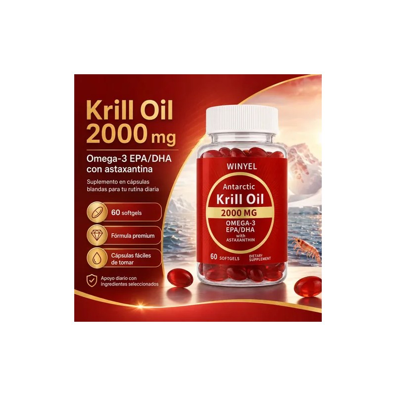 Aceite Krill Premium Omega 3 En Cápsulas Blandas Uso Diario