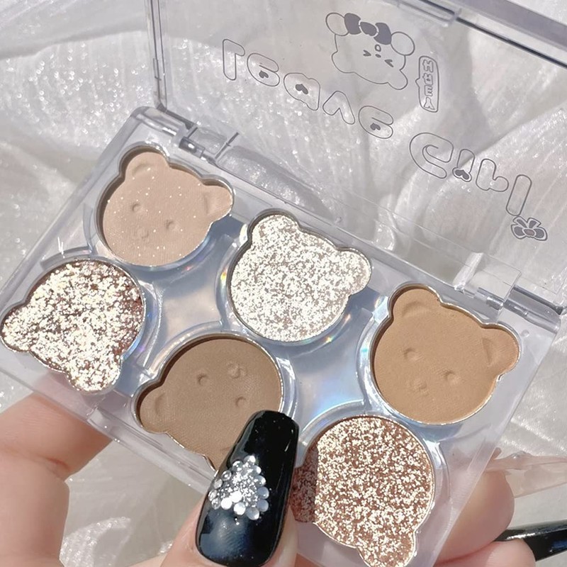 LEAVEGIRL Little Bear Soft Eyeshadow Palette 6 Colors Eyeshadow -