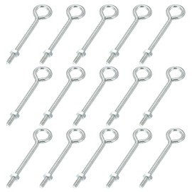 MECCANIXITY Threaded Eye Bolts M4x45 Carbon Steel Eye Hooks Screws with Hex Nuts for Metal Hook Wood Terminal Ring Hooks Hanging, Pack of 15