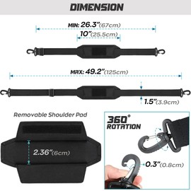 WYNEX Shoulder Strap Pad for Tactical Bag, Universal Bag Strap with Removable Thick Padding, Single Shoulder Strap as Replacement for Duffel Bag, Crossbody Bag