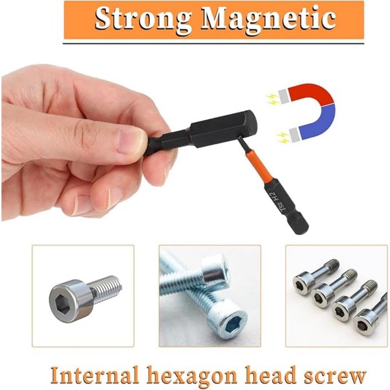 Hex Screwdriver Long Bits Set, H1.5-H10 50mm Metric Inner Impact