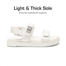 DREAM PAIRS - Sandalias casuales con punta abierta, dos sandalias ajustables con correa con gancho y lazo para niños pequeños y grandes, Blanco, 21 MX Niño pequeño