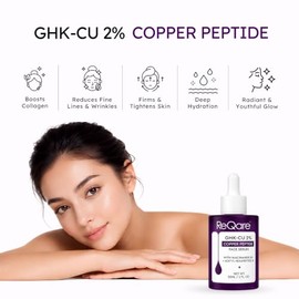 Copper Peptides Serum For Face (GHK-Cu) Suero facial antienvejecimiento con fórmula de tripéptido ayuda a aumentar el colágeno, reducir las líneas fin
