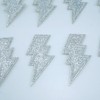 SaktopDeco 12 PCS Silvery Glitter Lightning Iron On Patches Embroidered