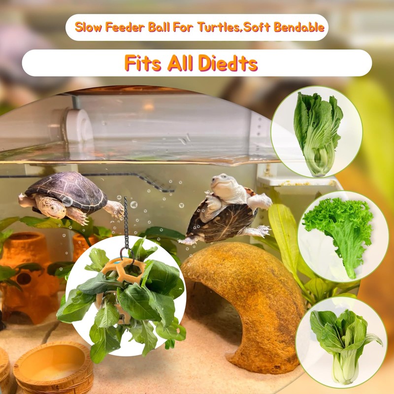 Fertrey 3 Pcs Turtle Tank Accessories, Turtle Brush with Suction