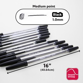 BAZIC PRODUCTS Ballpoint Pens 1.0mm Medium Tip 12 Count
