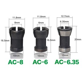 Bestgle 3 Packs Router Bit Collet Chuck Engraving Trimming Machine Electric Router Clamp Adapter 6mm 6.35mm 8mm