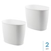 iDesign Small Oval Plastic Bathroom Trash Set of 2-White Waste