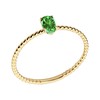 10K Yellow Gold Oval Emerald Twist Band Solitaire Stacking Ring,