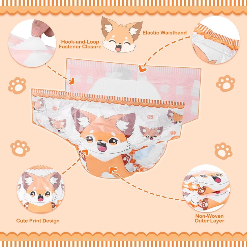 Landofgenie Adult Printed Diaper High Absorption Capacity 10Pack (L36-46")