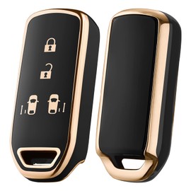 OATSBASF Honda N-BOX Key Case (4 Buttons) Honda Key Case N-BOX/N-VAN/N-WGN/N-ONE Key Cover Honda Accessories tpu Key Case (Gold Edge Black)