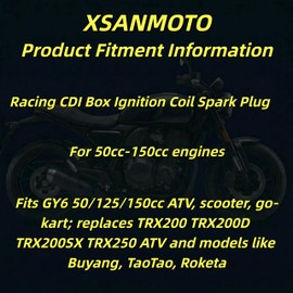 XSANMOTO Racing AC CDI Box,Ignition Coil,Spark Plug,Ignition Trio Kit,Kit for GY6 50cc 125cc 150cc ATV Scooter for honda TRX70 TRX200 TRX250 CRF90 XR100R (2.9 "/1.6" With DIP)