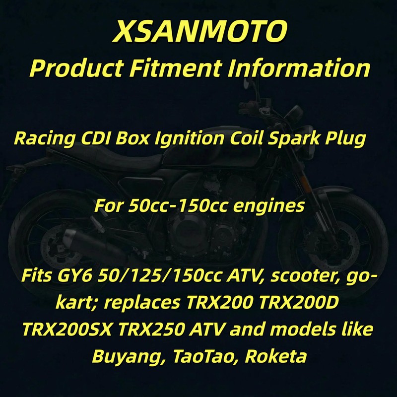XSANMOTO Racing AC CDI Box,Ignition Coil,Spark Plug,Ignition Trio Kit,Kit for