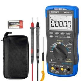 Digital Multimeter, INFURIDER YF-770D Auto Ranging 40000 Counts Voltage Tester Current Meter for DC/AC Voltage & Current, Resistance, Capacitance, Temperature with Automatic Backlight
