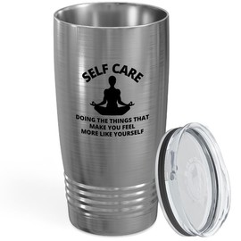 Flairy Land Meditation Tumbler 20oz Silver -Self Care Doing - Relaxiation Stress Relief Zen Buddhist Mindfullnest Savasana