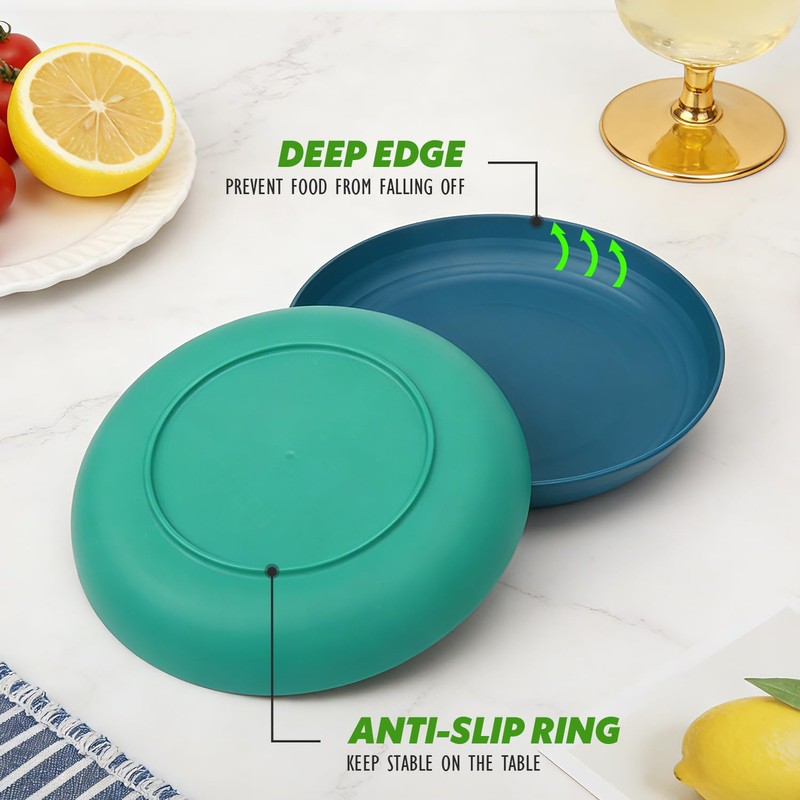 Perlapoc Wheat Straw Plates, 9 in Deep Dinner Plates Set