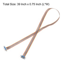 sourcing map 2 Pcs IDC Rainbow Wire Flat Ribbon Cable DB15 Female to DB15 Female 39 Inch Length 2.54mm Pitch Breadboard Jumper Wires for Electronic Projects