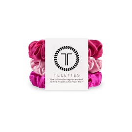Teleties Small Silk Scrunchie - Rose All Day, 1 Count, Soft & Gentle on Hair, Prevents Breakage & Damage, Safe for Sleep, Ideal for Thin-Medium Hair, All Hair Textures