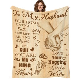 Anniversary for Husband from Wife - Romantic Healing Thoughts Blanket for Men, Perfect Husband Birthday Gift Ideas(Father's Day, Valentine's, Christmas, Wedding Gift Idea) 60"x50"