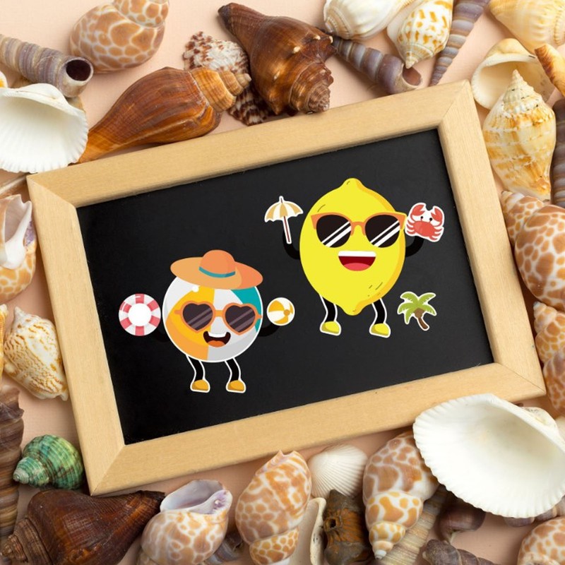 36PCS Facial Stickers for Kids Cartoon Hawaiian Beach Theme Sticker