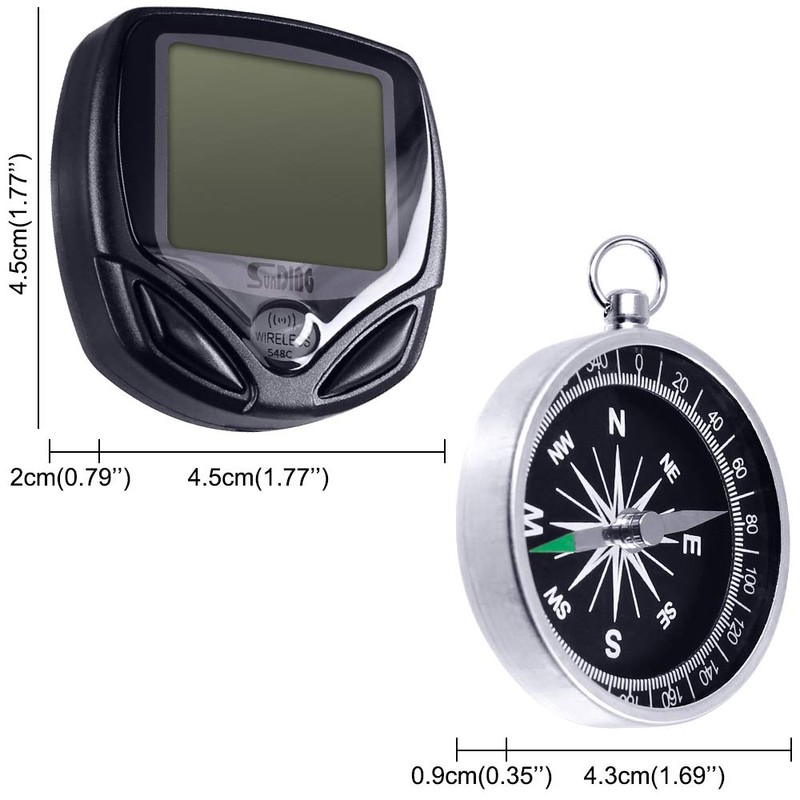 Water-Proof Bike Computer with Compass, MAXIN Wireless Bike Speedometer with