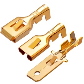 Twidec/150PCS 6.3mm Male Female Spade Connector Quick Splice Crimp Terminals Non Insulated Wire Connector for Electrical Wiring Relay Car Audio Speaker N-005-6.3