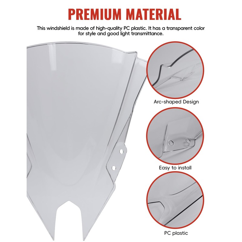 Windshield for Ninja 500 2024 2025, 18.4" Clear Motorcycle Windscreen