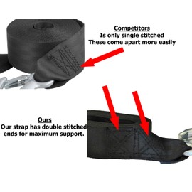 Black Trailer Winch Replacement Strap 2" x 20' and Safety Hook for Boat, Jet Ski and Wave Runner (Up to 5,000 lbs)