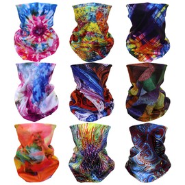 Mogokoyo Women’s Men’s Children’s Multifunctional Scarf, Storm Face Shield Neck Scarf Tube Scarf for Motorcycling, Cycling, Mountain Climbing - In Many Colours, Pack of 9, multicolour, 49