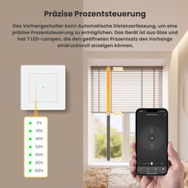 Smart WLAN Roller Shutter Switch with Percentage Adjustment, Fits 55 System, Blind Switch, Roller Shutter Timer, Compatible with Alexa/Google Home, Neutral Conductor Required (White)