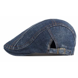 Qianuer Denim Newsboy Hats Adjustable Ivy Flat Cap Gatsby Cabbie Driving Hat for Men Women