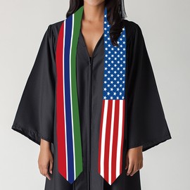 2025 Gambia Flag and USA Flag Graduation Stole Graduation Sash Class of 2025 Graduation Scarf for International Student (Baccalaureate Gown and Hat Not Included)