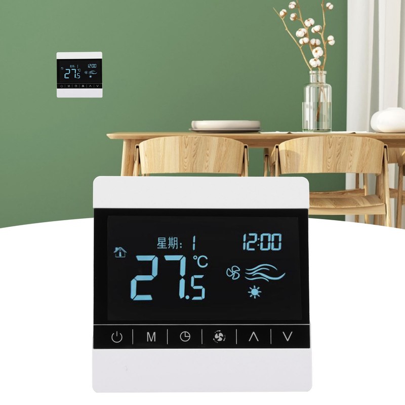 AC220V Touch Screen Thermostat WallHanging Stove Temperature Controller for Water/Floor