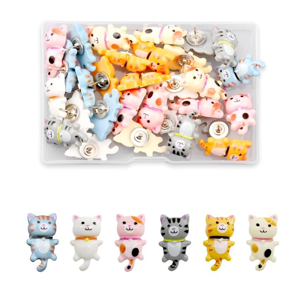 Jagowa 30PCS Cat Push Pins Decorative Thumbtacks Creative Cat Cute