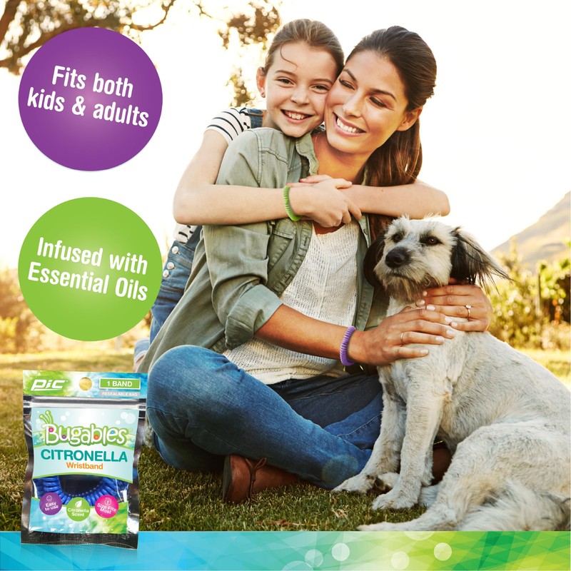 PIC Bugables Citronella Scented Coil Wristbands, Reusable and Resealable, One