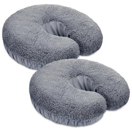Mixweer 2 Pcs Massage Face Cradle Cover Fleece Massage Table Headrest Cover 14.6'' x 13'' Beauty Bed Headrest Pillow Pad, Exclude Pillow Insert(Gray)