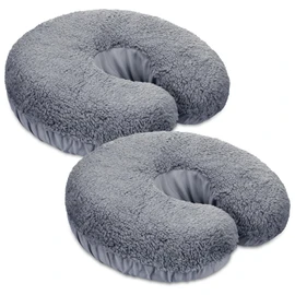 Mixweer 2 Pcs Massage Face Cradle Cover Fleece Massage Table Headrest Cover 14.6'' x 13'' Beauty Bed Headrest Pillow Pad, Exclude Pillow Insert(Gray)