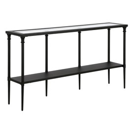 Nellie 55'' Wide Rectangular Console Table with Metal Shelf in Blackened Bronze