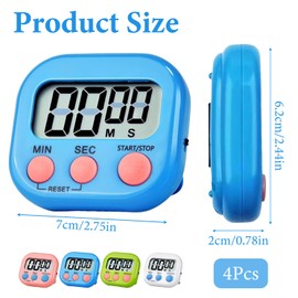 4 Pcs Digital Timer, Magnetic Kitchen Timer for Cooking
