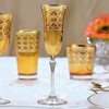 Lorren Home Trends Amber Color Champagne Flutes with Gold Rings,