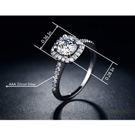 UFOORO Rings for Women Sparky Cubic Zirconia Anniversary Wedding Engagement Ring CZ Ring Solitaire Crystal Band Jewellery Gift Size L 1/2