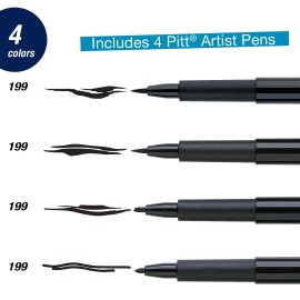 Faber-Castell Faber Castell PITT Artist Pens Modern Lettering Set 4 Black Pens for Beginners